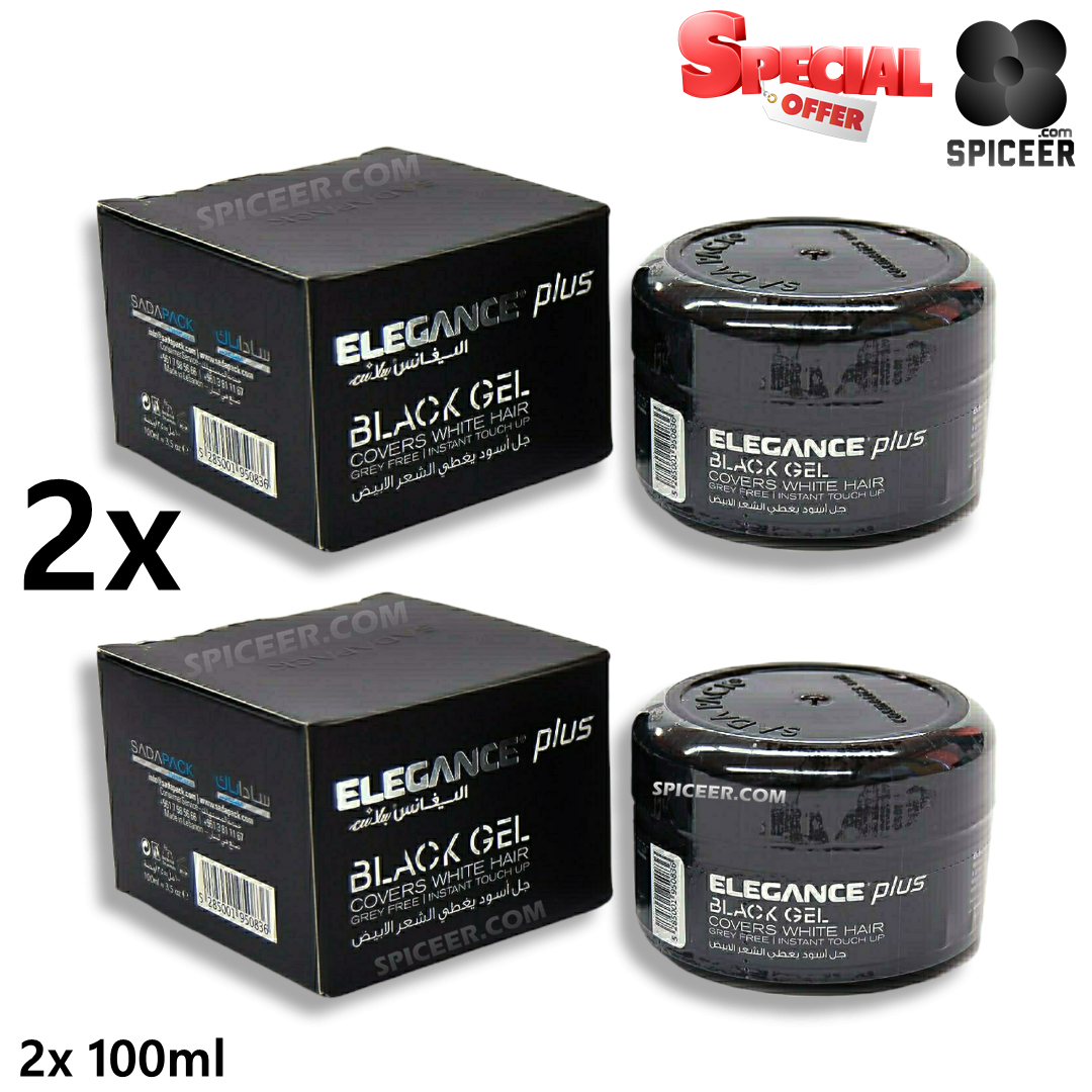 Elegance Plus Black Gel Hair 100ml Cover White Hair - Original اليجانس جل