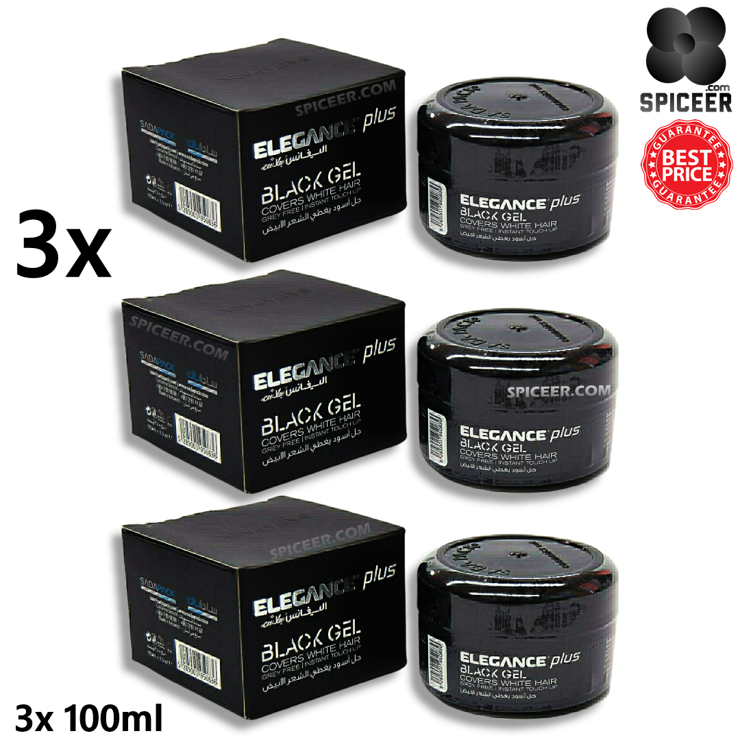Elegance Plus Black Gel Hair 100ml Cover White Hair - Original اليجانس جل