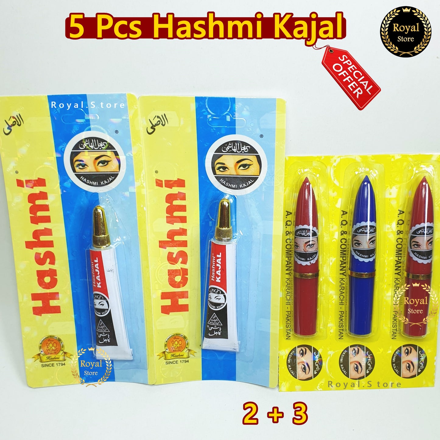 5× Pcs hashmi Eyeliner ( Black ) Kohla كحلة هاشمي