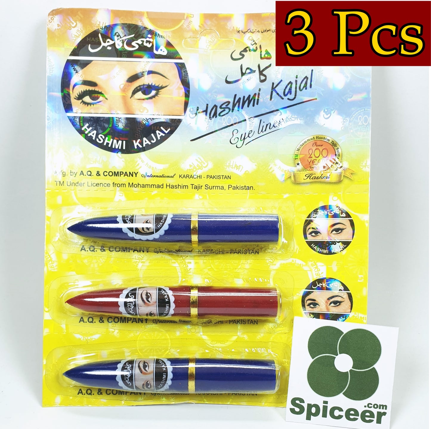3× Pcs hashmi Kajal Eyeliner ( Black ) Kohla كحلة هاشمي