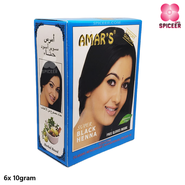 Amar's black Henna For Hair 6 Pouches X10gram - BUY 2 GET 1 FREE
