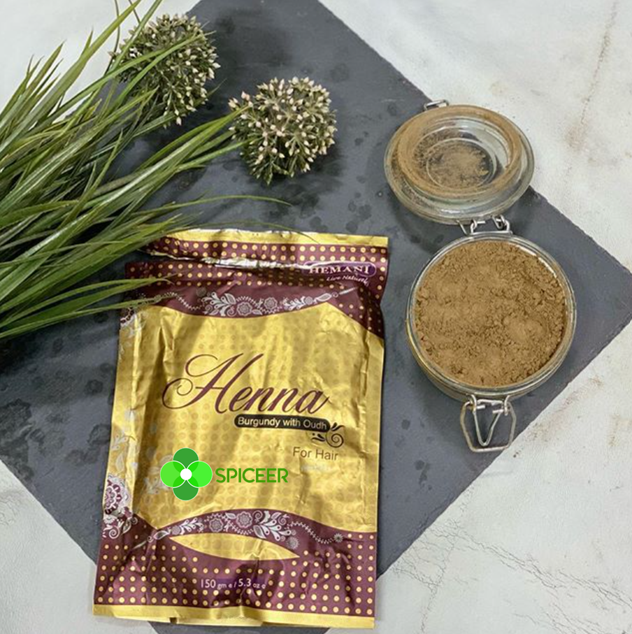 1× Hemani Henna Burgundy with Oudh Color Natural hair Dye - Powder 150g هيماني حنة برقندي مع عود