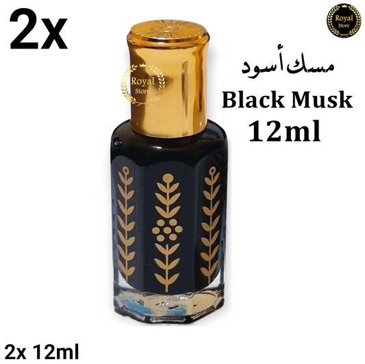 2× Black Musk 12ml Arabic Perfume Oil High Quality مسك اسود