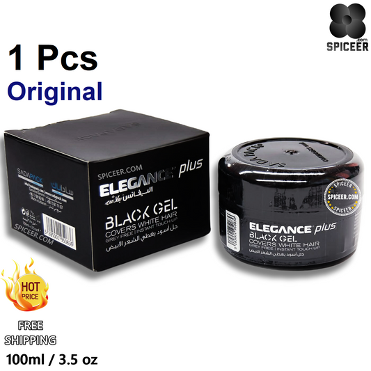 Elegance Plus Black Gel Hair 100ml Cover White Hair -  اليجانس جل