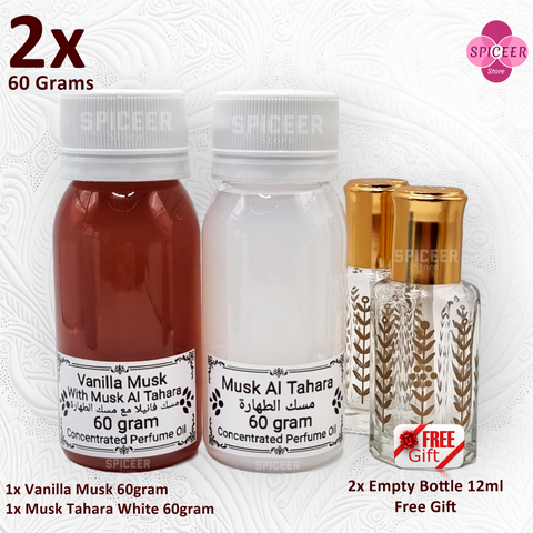 2× 60Grams | Musk Al Tahara + Vanilla Musk مسك الفانيلا  مسك الطهارة