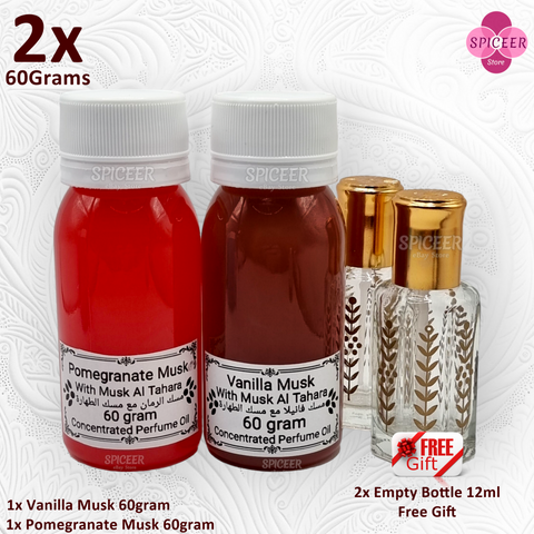 2× 60Grams | Vanilla Musk + Pomegranate Musk مسك رمان ومسك فانيلا طهاره High Quality  perfume