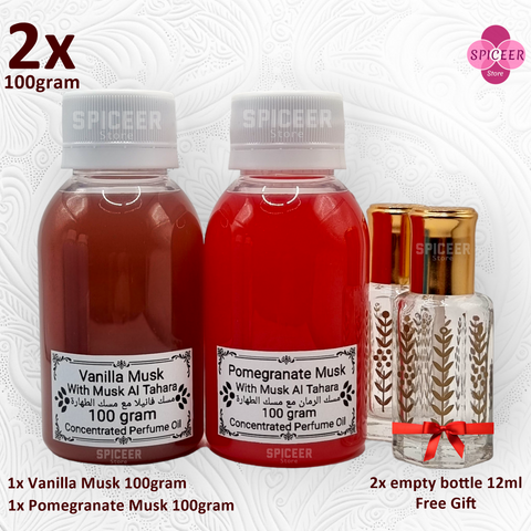 2× 100Grams | Vanilla Musk + Pomegranate Musk مسك رمان ومسك فانيلا طهاره High Quality  perfume