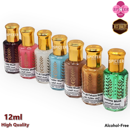 Arabian Body Oil Perfume Musk Al-Tahara Gold, Powder ,Black ,Strawberry,  Candy, Pomegranate, Jasmine ,Vanilla  Original Concentrated Perfume oil High-Quality مسك طهارة ذهبي باودر كاندي ياسمين رمان