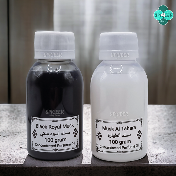 2x 100grams ( Black Royal Musk + Musk Tahara White ) Arabic Perfume Musk High Quality مسك طهارة ابيض ومسك اسود ملكي