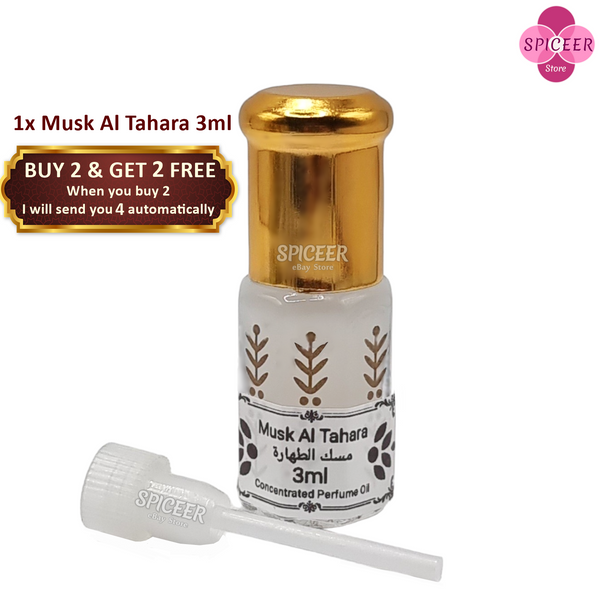 1x Musk Al Tahara white 3ml Arabic Perfume Oil مسك الطهارة -  BUY 2 GET 2 FREE