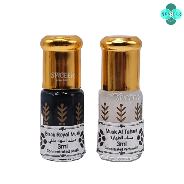 2x 3ml ( Black Royal Musk +Musk Tahara White ) Arabic Perfume Musk High Quality مسك طهارة ابيض ومسك اسود ملكي