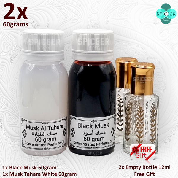 2× 60Grams | Musk Al Tahara + black Musk مسك اسود مسك الطهارة Perfume Musk