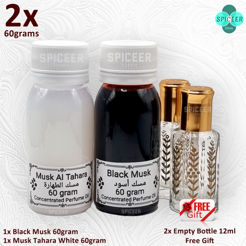 2× 60Grams | Musk Al Tahara + black Musk مسك اسود مسك الطهارة Perfume Musk