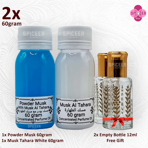 2× 60Grams | Musk Al Tahara + Powder مسك بودر ومسك الطهارة Perfume Musk