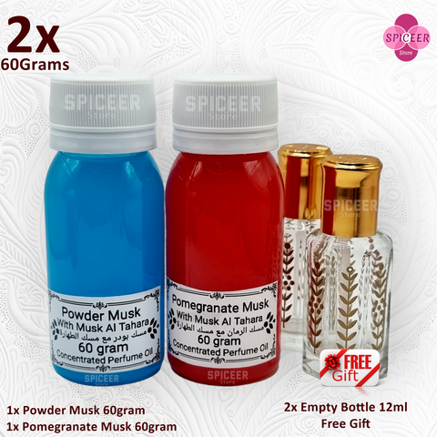 2× 60grams| Powder Musk + Pomegranate Musk Al Tahara مسك رمان ومسك الطهارة Perfume