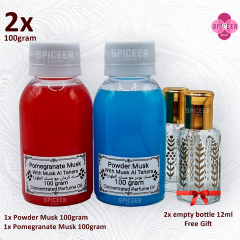 2× 100grams| Powder Musk + Pomegranate Musk Al Tahara مسك رمان ومسك الطهارة Perfume