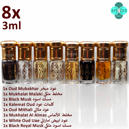 8xArabic Perfume Black Musk 3ml High Quality  Mukhalat Oud عود مبخر مسك اسود Wonderful Collection