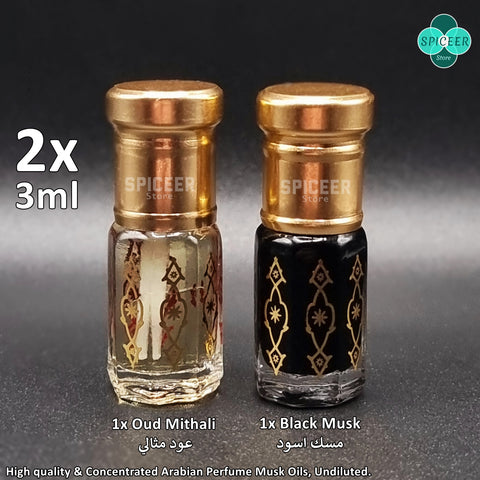 2x Black Musk + Oud Mithali 3ml عود مثالي و مسك اسود High Quality Arabic Perfume Musk