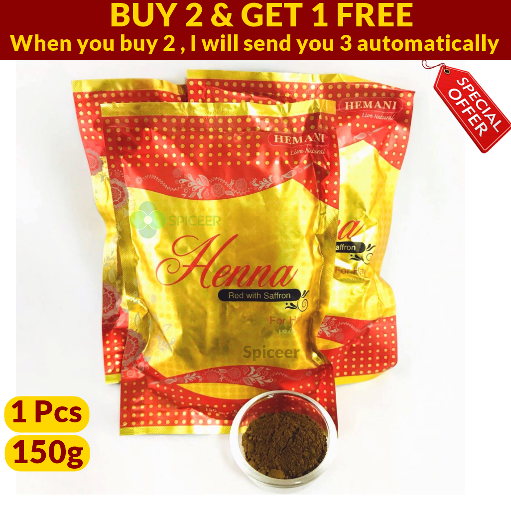 Hemani Henna Red with Saffron Color Natural hair Dye - Powder 150g هيماني حنة احمر مع زعفران