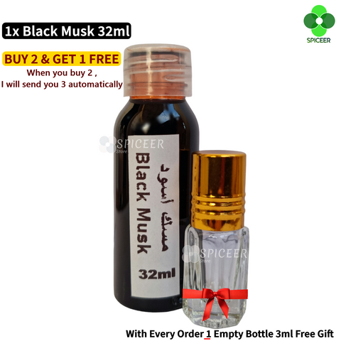 1× 32ml Black Musk + Gift " Arabic Perfume Oil High Quality مسك اسود BUY 2 GET 1 FREE