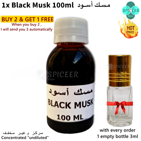 Black Musk 100ml + Gift " Arabic Perfume Oil High Quality مسك اسود BUY 2 GET 1 FREE
