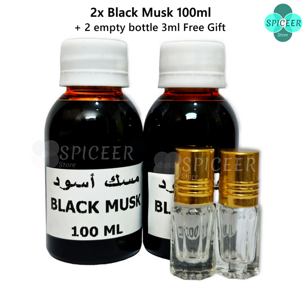 2x Black Musk 100ml + Gift " Arabic Perfume Oil High Quality مسك اسود